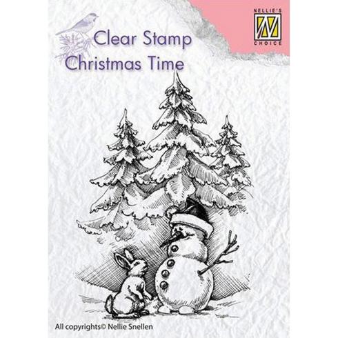 Nellie Snellen - Stempel "Snowman and Rabbit" Clear Stamps Christmas Time