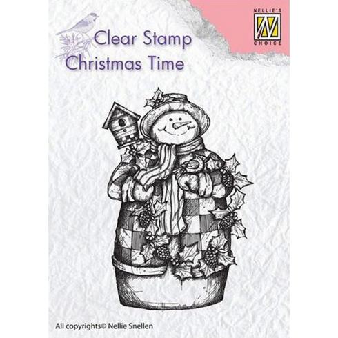 Nellie Snellen - Stempel "Snowman with Birdhouse" Clear Stamps Christmas Time