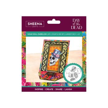 Crafters Companion - Stempelset & Stanzschablone "Sugar Skull Embellish" Stamp & Dies Design by Sheena Douglass