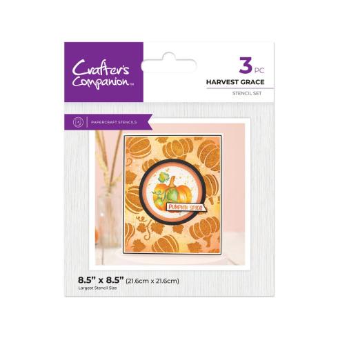 Crafters Companion - Schablone 8,5x8,5 Inch "Harvest Grace" Stencil