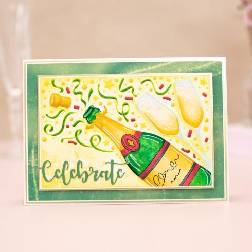 Crafters Companion - Prägefolder "Celebrate Champagne" 3D Embossingfolder