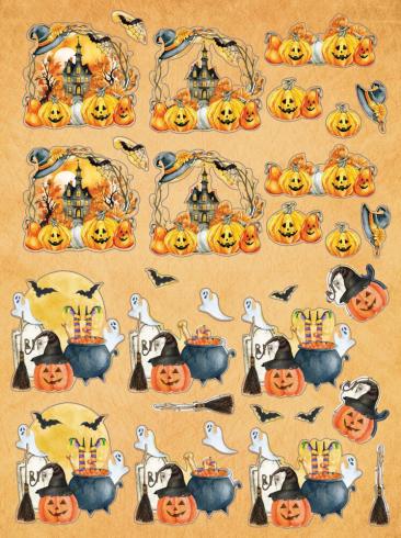 Crafters Companion - Stanzteile "Spooky Season" 3D Cut Topper Pad 9x12 Inch - 15 Bogen