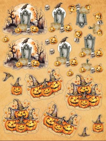 Crafters Companion - Stanzteile "Spooky Season" 3D Cut Topper Pad 9x12 Inch - 15 Bogen