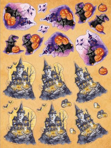 Crafters Companion - Stanzteile "Spooky Season" 3D Cut Topper Pad 9x12 Inch - 15 Bogen