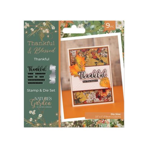 Crafters Companion - Stempelset & Stanzschablone "Thankful" Stamp & Dies