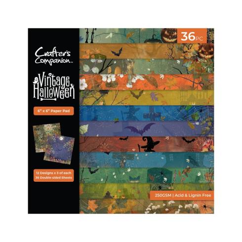 Crafters Companion - Designpapier "Vintage Halloween" Paper Pack 6x6 Inch - 36 Bogen