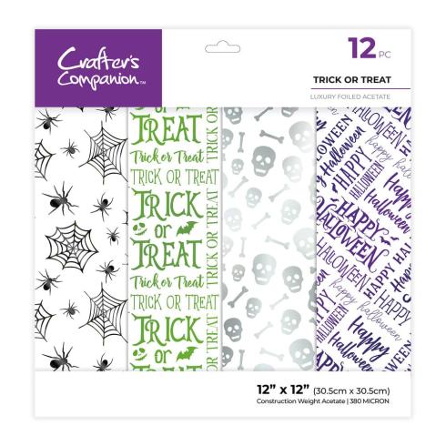 Crafters Companion "Trick or Treat" Luxury Foiled Acetate 12x12 Inch - 12 Bogen 