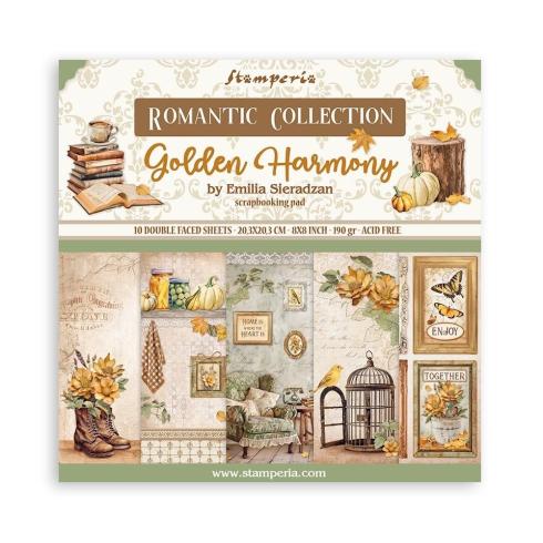 Stamperia - Designpapier "Golden Harmony" Paper Pack 8x8 Inch - 10 Bogen