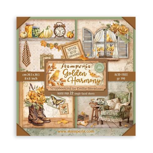 Stamperia - Designpapier "Golden Harmony" Maxi Paper Pack 8x8 Inch - 22 Bogen