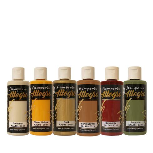 Stamperia - Acrylfarbe "Golden Harmony" Allegro Paint Kit 6x60 ml