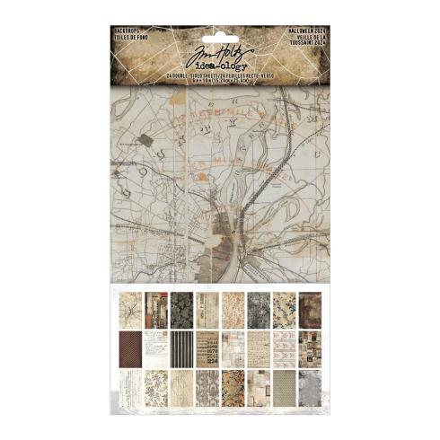 Tim Holtz - Idea Ology - Designpapier "Halloween Backdrops" Paper Pack 6x10 Inch - 24 Bogen 