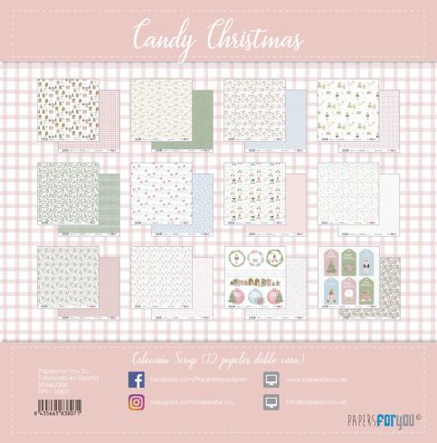 Papers For You - Designpapier "Candy Christmas" Scrap Paper Pack 30,5 x 32 cm - 12 Bogen