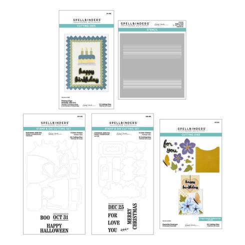 Spellbinders - Stempelset & Stanzschablone & Schablone "I Want It All! Bundle" Clear Stamps & Dies & Stencil Bundl