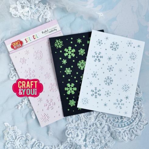 Craft & You Design - Schablone 10,5x14,2cm "Snowflakes" Stencil