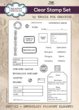 Creative Expressions - Stempelset "Entomology Passport Elements" Clear Stamps 15,2x20,3cm Design by Tracie Fox