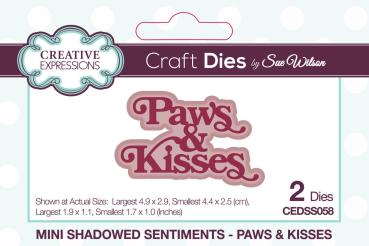 Creative Expressions - Stanzschablone "Mini Shadowed Sentiments Paws & Kisses" Craft Dies Design by Sue Wilson