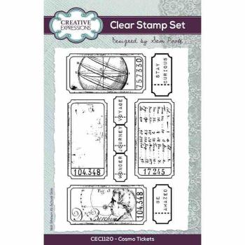 Creative Expressions - Stempelset "Cosmo Tickets" Clear Stamps 10,2x15,2cm Design by Sam Poole