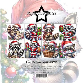 Paper Favourites - Designpapier "Christmas Raccoons" Paper Pack 12x12 Inch 8 Bogen