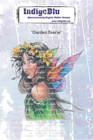 IndigoBlu - Gummistempel "Garden Faerie" A6 Rubber Stamp