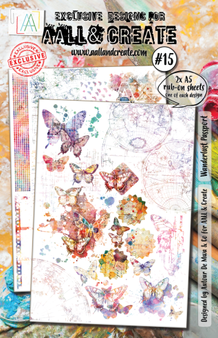 AALL and Create - Transfer Aufkleber "Wanderlust Passport" Rub-Ons A5