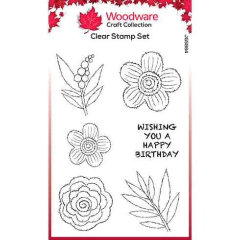 Woodware - Stempelset "Blooms For Birds Flower Heads" Clear Stamps