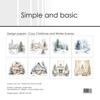 Simple and Basic - Designpapier "Cozy Christmas and Winter Scenes" Paper Pack 12x12 Inch - 8 Bogen 