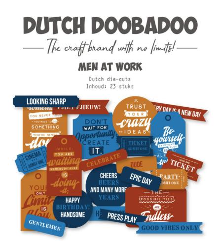 Dutch Doobadoo - Stanzteile "Men at Work Labels" Die Cuts