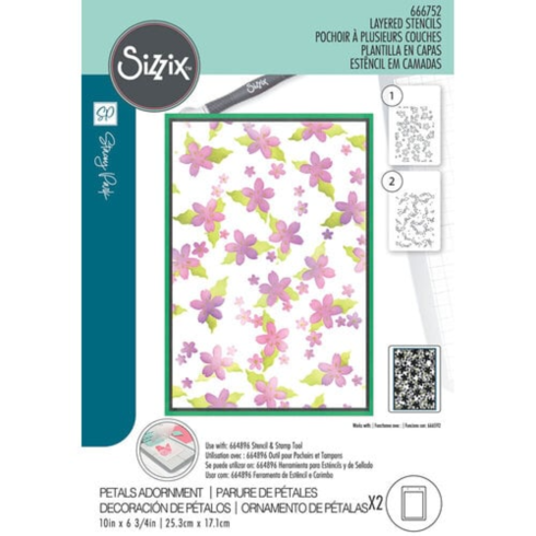 Sizzix - Schablone "Cosmopolitan, Petals Adornment" Layered Stencil Design by Stacey Park