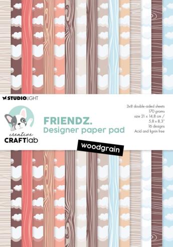 Creative Craft Lab - Studio Light - Friendz Designpapier "Woodgrain " Paper Pack 21x14,8 cm - 36 Bogen