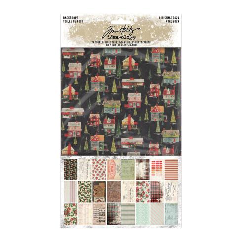 Tim Holtz - Idea Ology - Designpapier "Backdrops" Paper Pack 8x10 Inch - 24 Bogen 