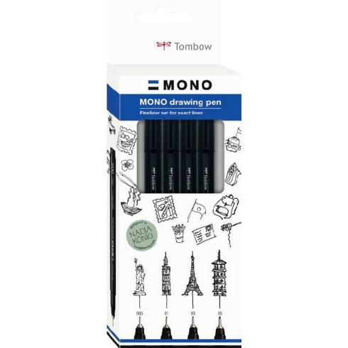 Tombow - Fineliner "Black" MONO Drawing Pen Set 005,01,03,05