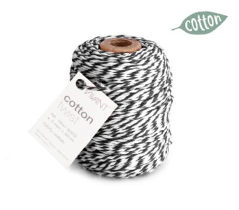 Vivant - Kordelband "Black" Cotton Twist Cord Band 2mmx50m