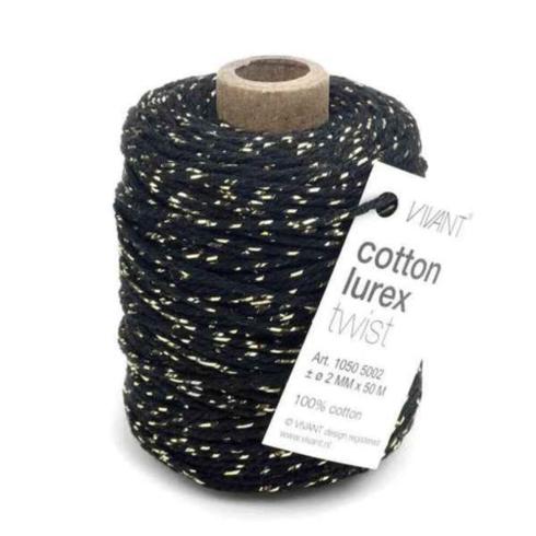 Vivant - Kordelband "Black" Cotton Lurex Cord Band 2mmx50m