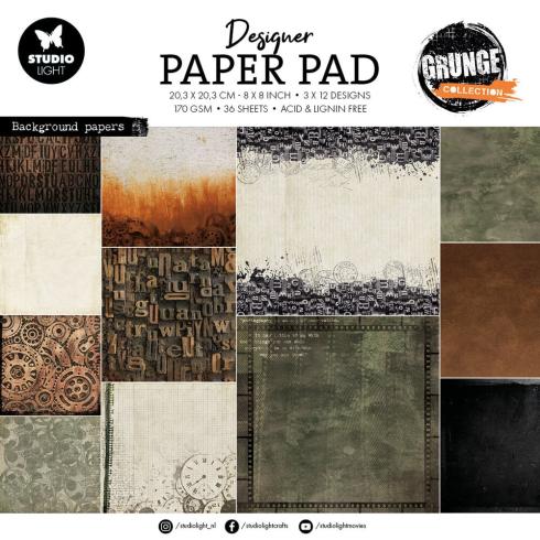 Studio Light - Designpapier "Background Papers Grunge" Paper Pack 20,3x20,3 cm - 36 Bogen