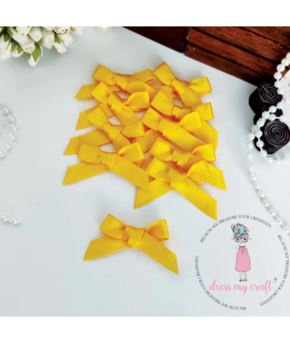 Dress My Craft - Satin Schleifen "Mustard Yellow" Satin Ribbon Bows