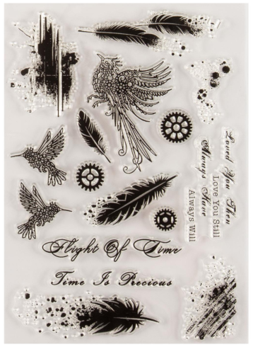 Dawn Bibby - Stempelset "Wings Of Time Steampunk Feather & Grunge" Clear Stamps