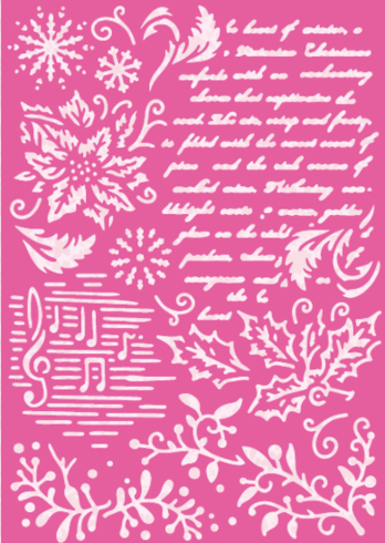 Dawn Bibby - Schablone "Timeless Christmas Script & Foliage" Stencil