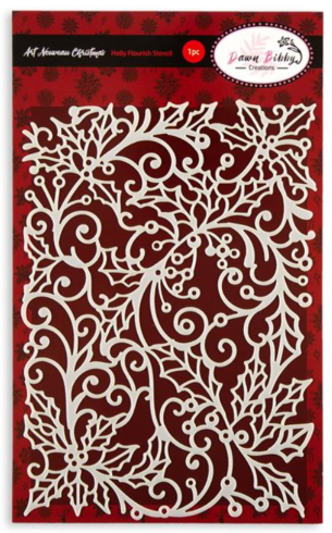 Dawn Bibby - Schablone "Art Nouveau Holly Flourish" Stencil