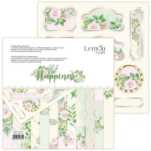 LemonCraft - Designpapier "Happiness" Paper Pad 8x8 Inch - 12 Bogen