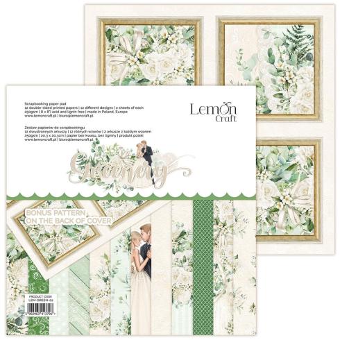 LemonCraft - Designpapier "Greenery" Paper Pad 8x8 Inch - 12 Bogen