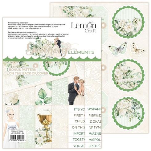 LemonCraft - Designpapier "Greenery" Elements Paper Pad 6x8 Inch - 12 Bogen