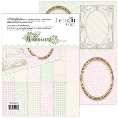 LemonCraft - Designpapier "Happiness" Basic Paper Pad 6x8 Inch - 12 Bogen