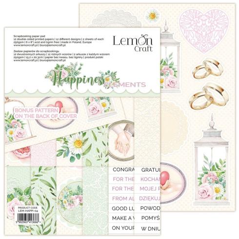 LemonCraft - Designpapier "Happiness" Elements Paper Pad 6x8 Inch - 12 Bogen