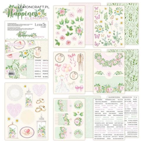 LemonCraft - Designpapier "Happiness" Elements Paper Pad 6x8 Inch - 12 Bogen