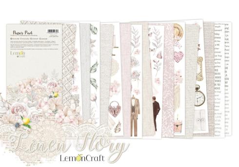 LemonCraft - Designpapier "Linen Story" Paper Pad 6x12 Inch - 24 Bogen