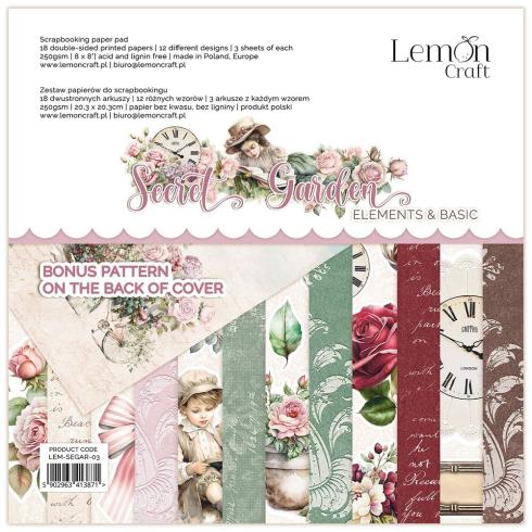 LemonCraft - Designpapier "Secret Garden" Paper Pad 6x8 Inch - 12 Bogen