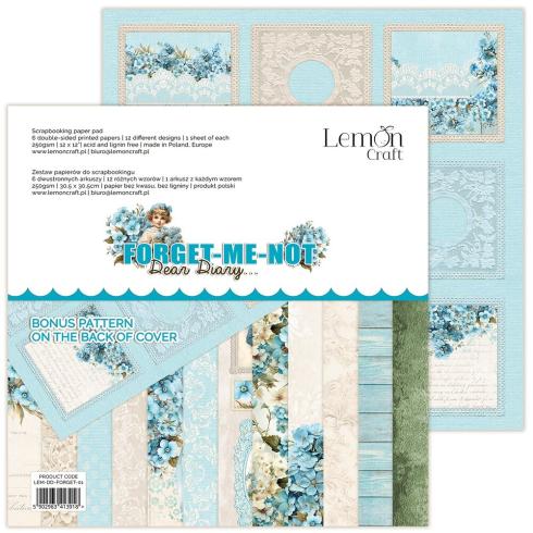 LemonCraft - Designpapier "Dear Diary Forget-Me-Not" Paper Pad 12x12 Inch - 6 Bogen