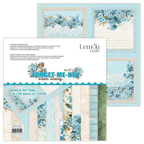 LemonCraft - Designpapier "Dear Diary Forget-Me-Not" Paper Pad 8x8 Inch - 12 Bogen