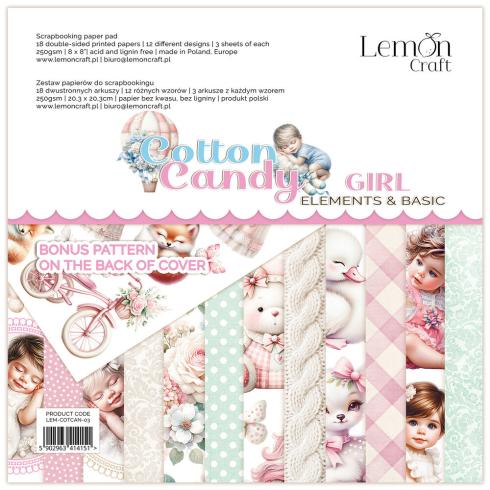 LemonCraft - Designpapier "Cotton Candy Girl" Elements & Basics Paper Pad 8x8 Inch - 18 Bogen