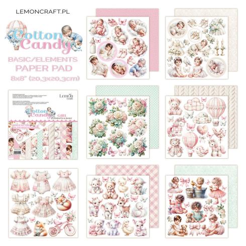 LemonCraft - Designpapier "Cotton Candy Girl" Elements & Basics Paper Pad 8x8 Inch - 18 Bogen